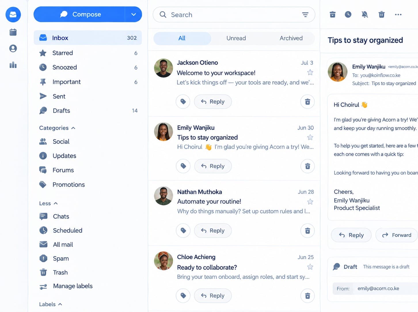 Intubase Business Webmail Inbox Interface